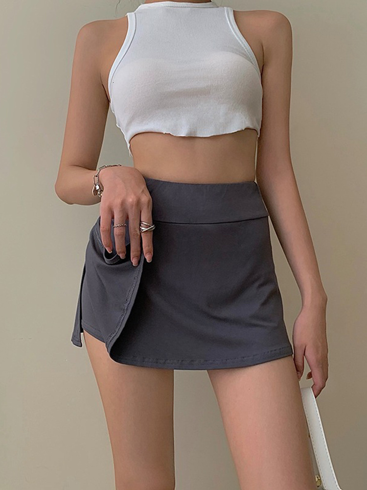 Skirts 2023 Tennis Y2K Women High Waist Sexy Girl Tight Bag Hip Short Summer Sports Culottes Mini split 230420