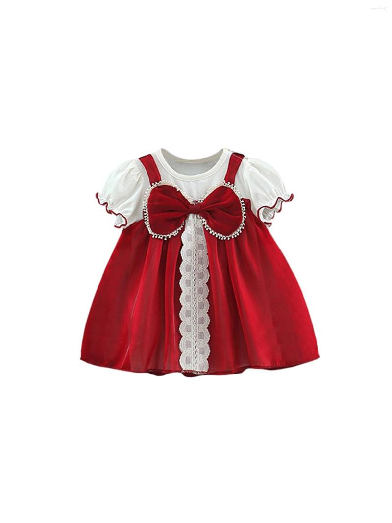 Girl Dresses Infant Baby Fake 2Pcs Summer Dress Lace Patchwork Cute Bowknot Crew Neck Short Puff Sleeve Princess, Red
Girl Dresses Infant Baby Fake 2Pcs Summer Dress Lace Patchwork Cute Bowknot Crew Neck Short Puff Sleeve Princess, Red