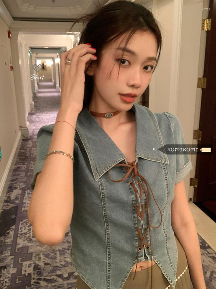 Women' Blouses Bandage Short Sleeve Denim Shirt Women Blusas Mujer Sexy Blouse Irregular Shirts Feminina Tops Summer Retro Jean, Photo
Women' Blouses Bandage Short Sleeve Denim Shirt Women Blusas Mujer Sexy Blouse Irregular Shirts Feminina Tops Summer Retro Jean, Photo