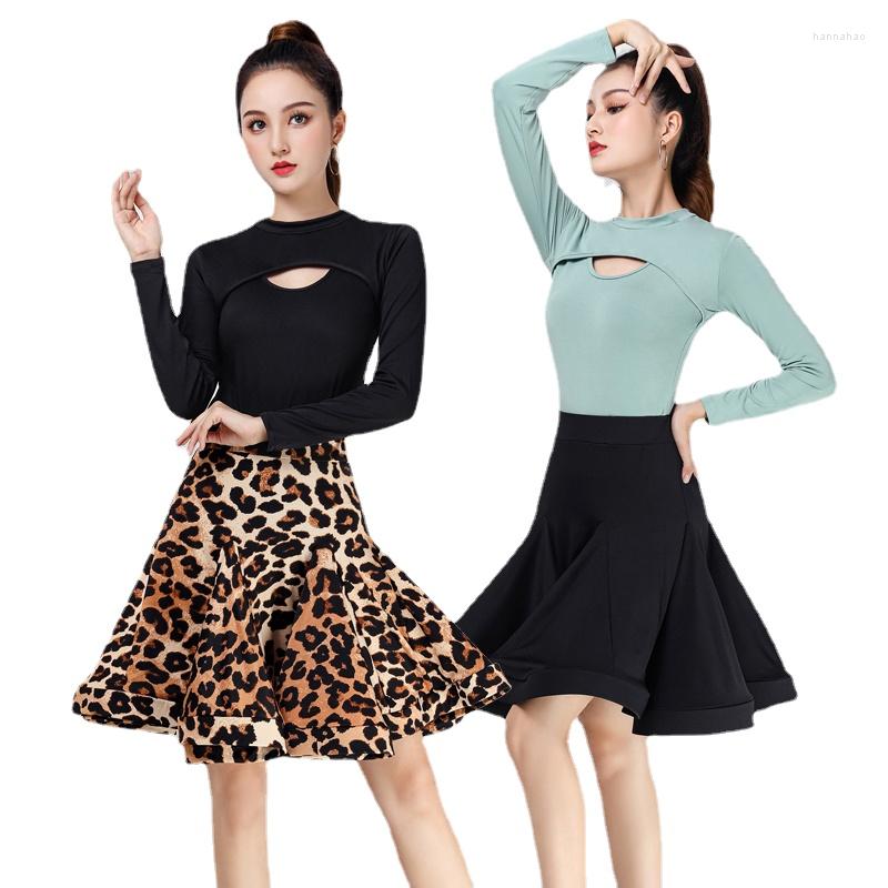 

Stage Wear Latin Dance Skirt Leopard Print Sexy Adult Skirts Dress Costume Women's Black Practice Performamnce Clothes, A style