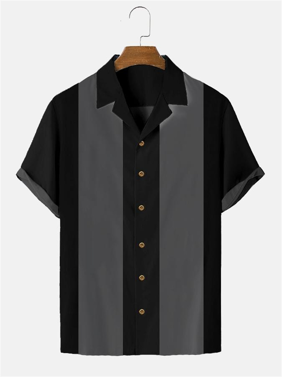 Men's Casual Shirts Stripes Simple shirts men European Size Hawaiian Shirt Fashion Short Sleeve caual Breathable Top 230420