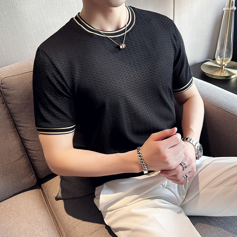 Men's T-Shirts British style Men's summer casual short sleeves Jacquard ice silk T-shirt/Male slim fit Round neck fashion T-shirts S-4XL 230420, Gray
Men's T-Shirts British style Men's summer casual short sleeves Jacquard ice silk T-shirt/Male slim fit Round neck fashion T-shirts S-4XL 230420, Gray