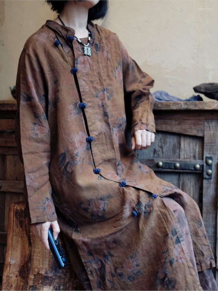 Casual Dresses QPFJQD 2023 Female Chinese Style Collar Washing Flax Printed Singele Breasted Women Retro Loose Dress Full Sleeve, Picture color
Casual Dresses QPFJQD 2023 Female Chinese Style Collar Washing Flax Printed Singele Breasted Women Retro Loose Dress Full Sleeve, Picture color