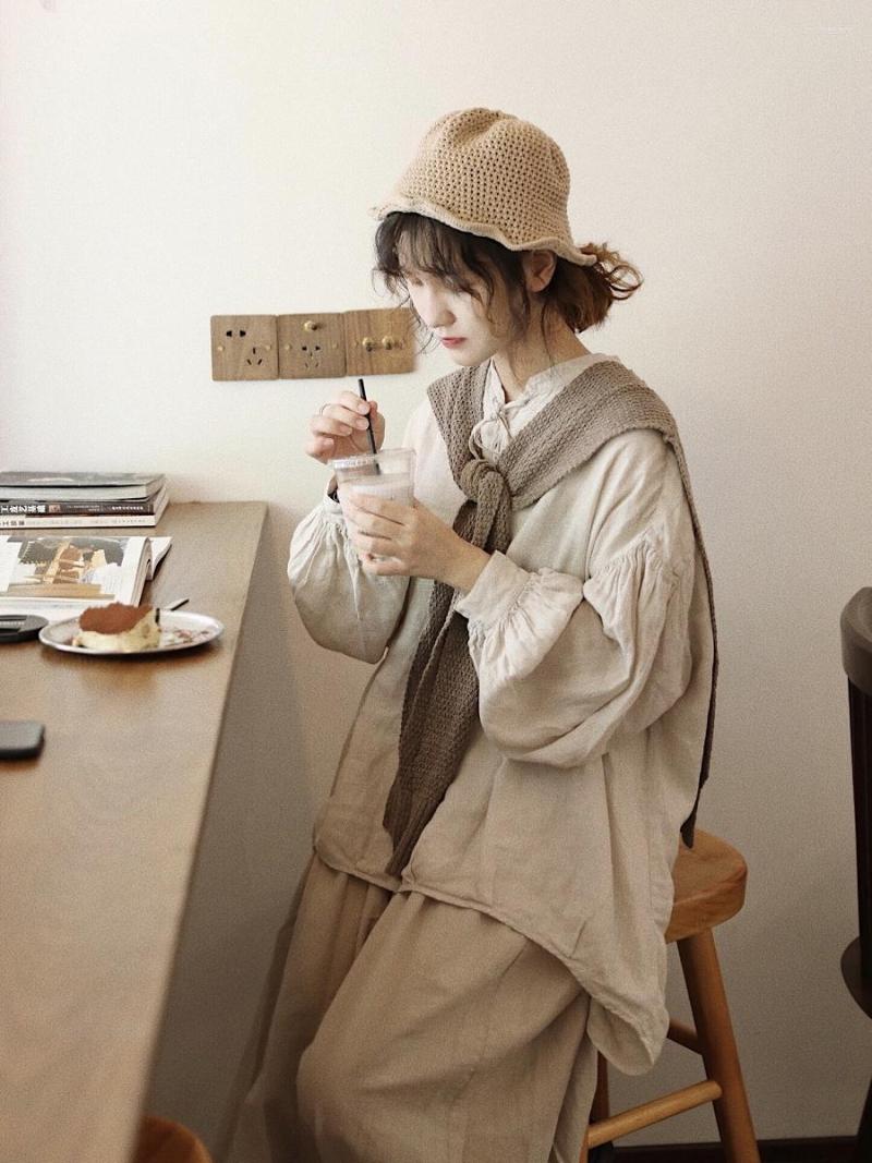 Women's Blouses Japanese Cotton Shirt Sweet Loose Blouse, Beige
Women's Blouses Japanese Cotton Shirt Sweet Loose Blouse, Beige