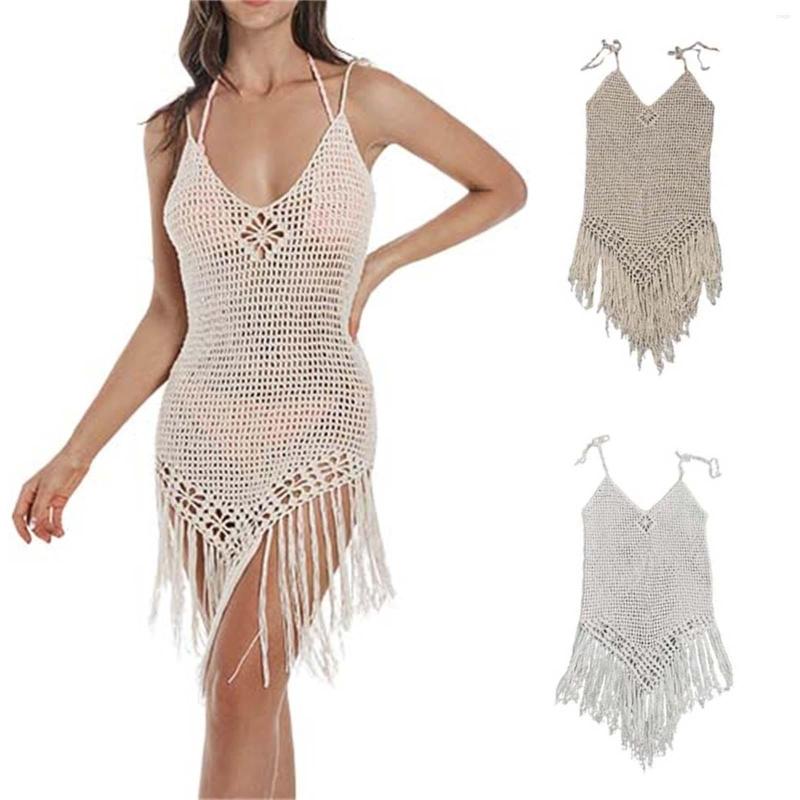 Women' Swimwear Ladies Summer Casual Beach Hand Knitted Sling Backless Tassel Hollow Geometric Decorative Bikini Swimsuit Cover Up, White
Women' Swimwear Ladies Summer Casual Beach Hand Knitted Sling Backless Tassel Hollow Geometric Decorative Bikini Swimsuit Cover Up, White