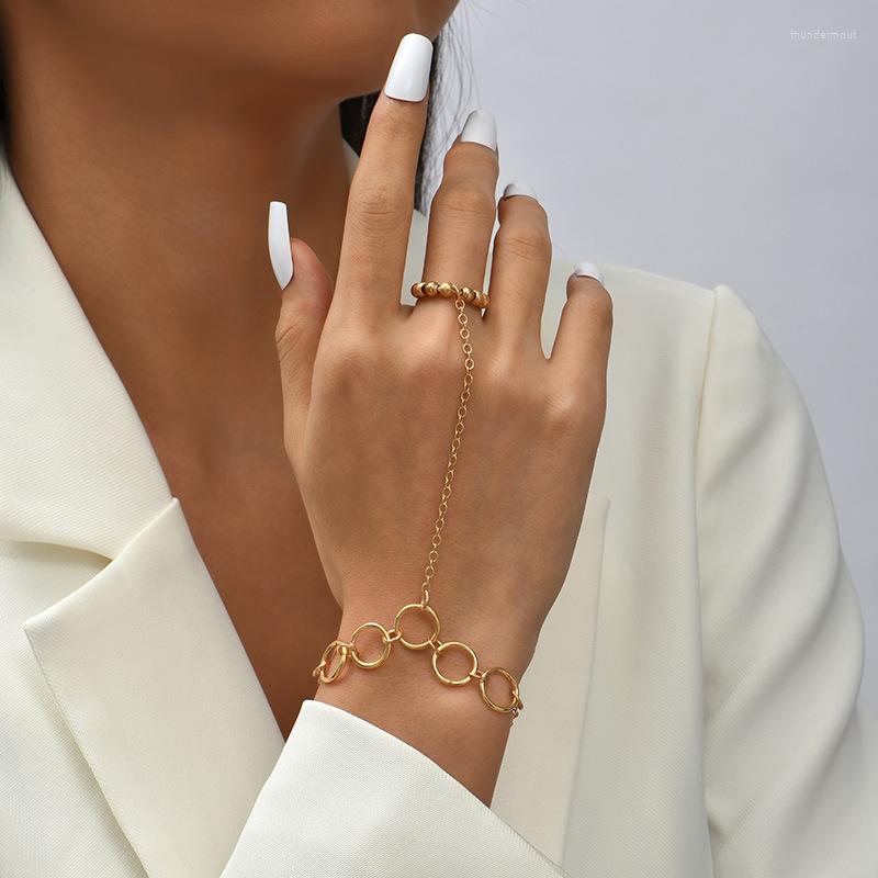 Link Bracelets Simple Female Hand Bracelet Slave Chain Finger Ring Copper Beads Chains Connected Harness For Women Boho
Link Bracelets Simple Female Hand Bracelet Slave Chain Finger Ring Copper Beads Chains Connected Harness For Women Boho