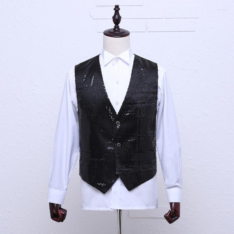 Men's Vests #4865 Streetwear Dance Stage Singer Sequins Vest Men Shinny Men's Slim Outerwear Sleeveless Wedding Male Thin Pockets, Blue 
Men's Vests #4865 Streetwear Dance Stage Singer Sequins Vest Men Shinny Men's Slim Outerwear Sleeveless Wedding Male Thin Pockets, Blue