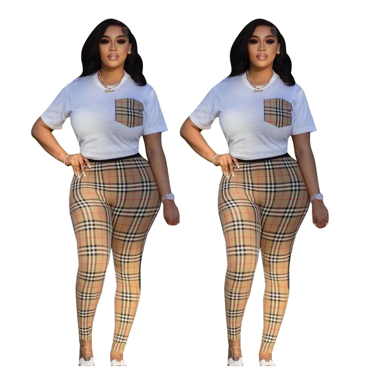 Women's Two Piece Pants 2023 Summer New Fashion and Leisure Designer Brand Women's Plaid Set
Women's Two Piece Pants 2023 Summer New Fashion and Leisure Designer Brand Women's Plaid Set
