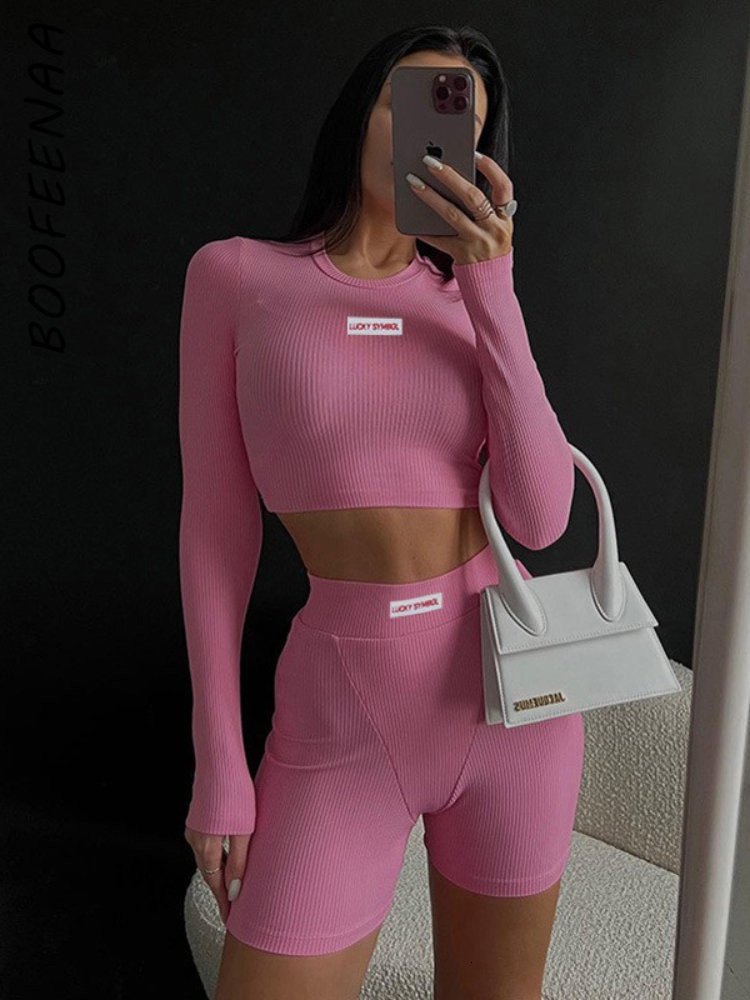 Women's Two Piece Pants BOOFEENAA Long Sleeve Ribbed Knit 2 Pieces Sets Crop Top Shorts Spring Outfits Women Sexy Sport Tracksuit, Pink
Women's Two Piece Pants BOOFEENAA Long Sleeve Ribbed Knit 2 Pieces Sets Crop Top Shorts Spring Outfits Women Sexy Sport Tracksuit, Pink