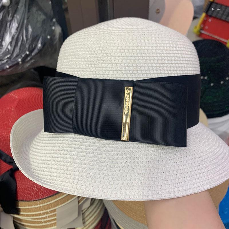 Wide Brim Hats Summer Sunscreen Paper Straw Hat, White
