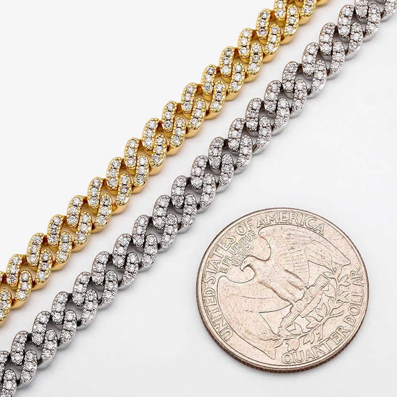 6mm Hip Hop Cuban Link Chain Bracelet Bangle Spring Buckle Curb Chains Bracelets Mens Iced Out Wristband Jewelry Miami Bijoux Full CZ Stone Accessorie