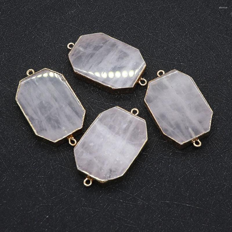 Pendant Necklaces Natural Rose Quartz Double Hole Connector Charm Slice Ladies Geometry Plated Crystal Accessories 25x43mm
Pendant Necklaces Natural Rose Quartz Double Hole Connector Charm Slice Ladies Geometry Plated Crystal Accessories 25x43mm