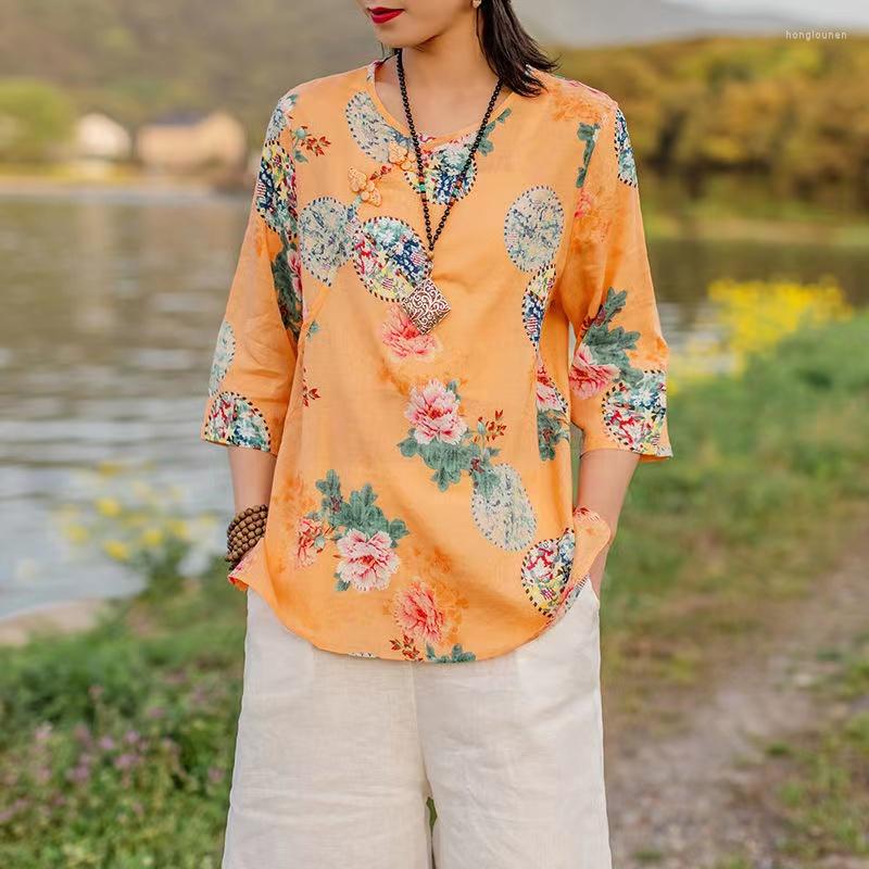 Ethnic Clothing Retro Style Thin Cotton Linen Shirt Ladies Top Chinese Traditional Women's Costume Print Loose Oriental Hanfu
Ethnic Clothing Retro Style Thin Cotton Linen Shirt Ladies Top Chinese Traditional Women's Costume Print Loose Oriental Hanfu