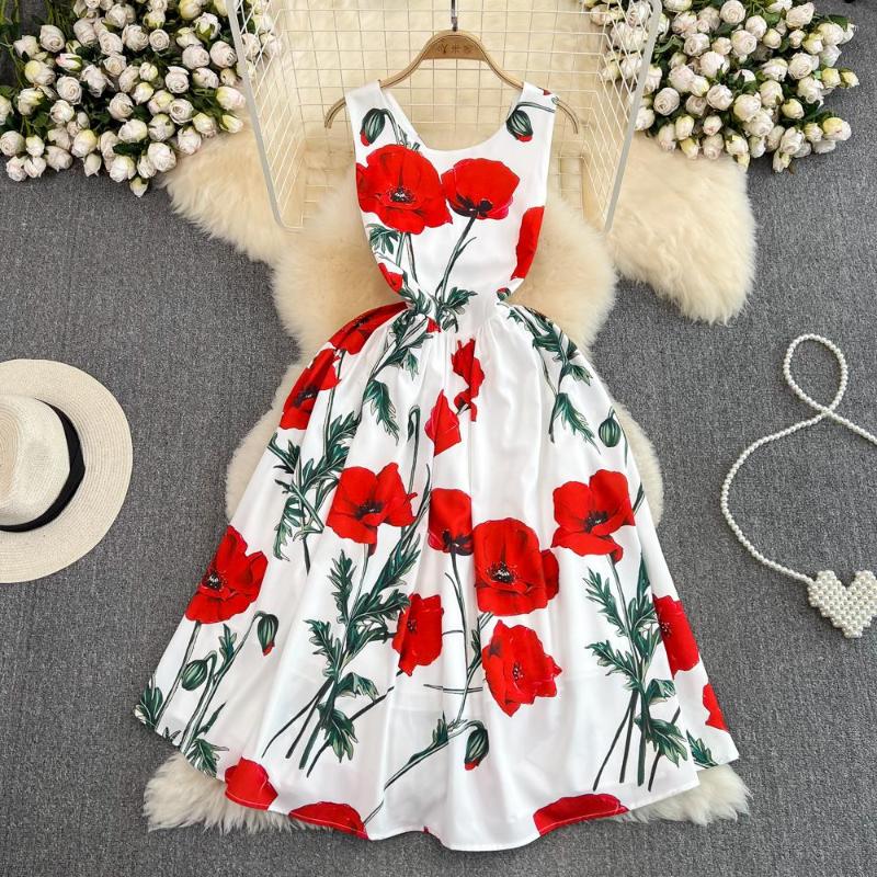 Casual Dresses VANOVICH French Style Vintage Sleeveless Vest Dress Summer Fashion Waist Slim Square Collar Print Temperament A-line Long, Red
Casual Dresses VANOVICH French Style Vintage Sleeveless Vest Dress Summer Fashion Waist Slim Square Collar Print Temperament A-line Long, Red