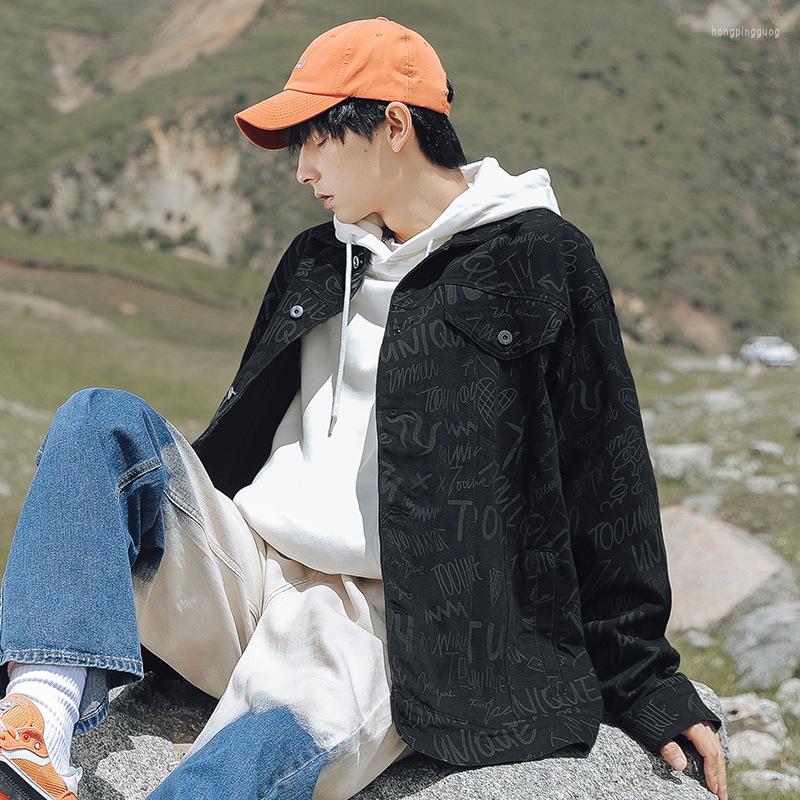 Men's Jackets Port Style Men's Wear 2023 Autumn Denim Coat Fashion Brand All Over Print Loose Casual Jacket Men, Black 
Men's Jackets Port Style Men's Wear 2023 Autumn Denim Coat Fashion Brand All Over Print Loose Casual Jacket Men, Black