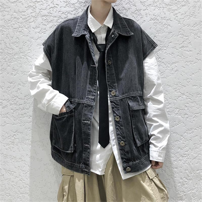 Men's Vests Denim Vest Jacket Sleeveless Casual Waistcoat Summer Jean Coat Regular Male Cowboy Gilet Homme 230420