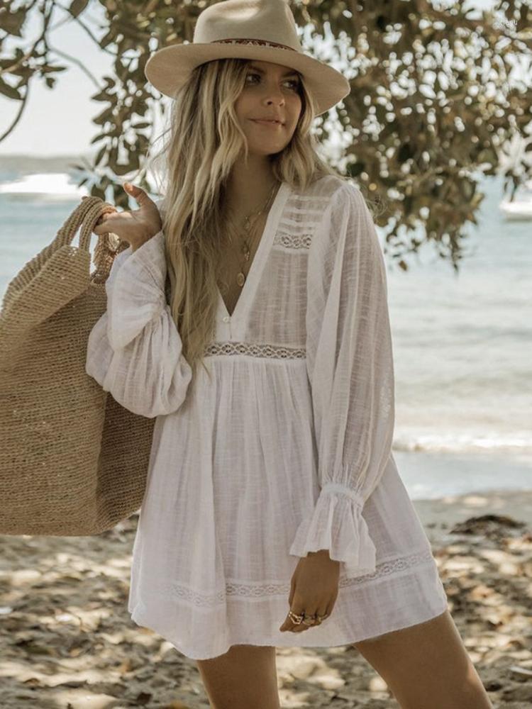 Women's Swimwear Beach Cover Ups For Women White Summer Dresses Swimsuit Tunic V Neck Flare Sleeve Beachwear Bathing Suits, White beach dress
Women's Swimwear Beach Cover Ups For Women White Summer Dresses Swimsuit Tunic V Neck Flare Sleeve Beachwear Bathing Suits, White beach dress