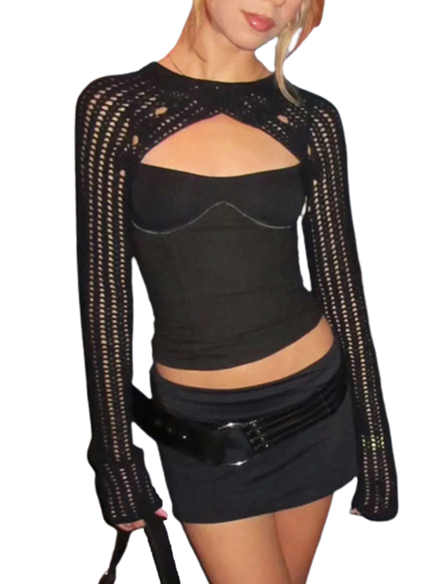 Women' T-Shirt Aojekbee Women Crochet Knit Cropped Sweater Tops Long Sleeve Bolero Shrug Hollow Out Knitted Crop Top Cover Up Pullovers Tee 230419, Black
Women' T-Shirt Aojekbee Women Crochet Knit Cropped Sweater Tops Long Sleeve Bolero Shrug Hollow Out Knitted Crop Top Cover Up Pullovers Tee 230419, Black