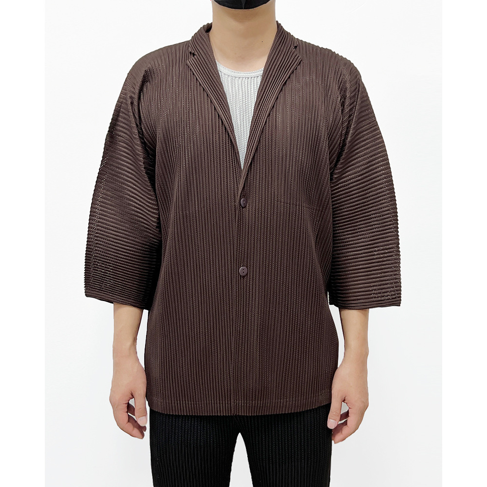 Men's Vests Miyake Pleated Mens Blazer 2023 Summer Breathable Sunscreen Coat Casual Business Japanese Style Mesh Jacket 230420