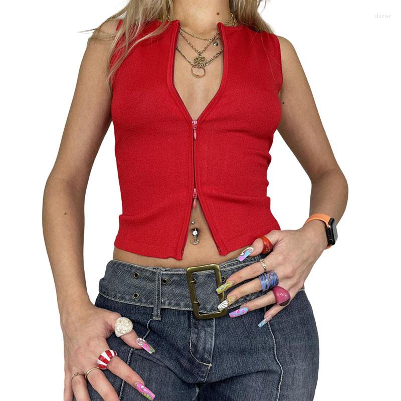 Women' Tanks Xingqing Summer Women T-shirt Korean Fashion Two Way Zipper Sleeveless Crop Tops Streetwear Y2k Solid Color Clothes Slim, As photo shows
Women' Tanks Xingqing Summer Women T-shirt Korean Fashion Two Way Zipper Sleeveless Crop Tops Streetwear Y2k Solid Color Clothes Slim, As photo shows