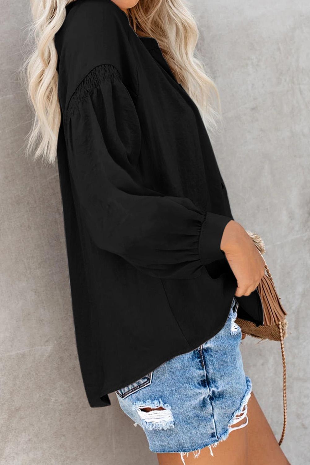 Men's Swimwear WhiteBlack Inspired Button Down Peasant Blouse Top Women Leisure Long Sleeve Office Shirt Lady Blusas Camisa XXL 230420