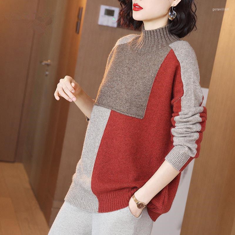 Women's Sweaters Women's Clothing 2023 Fashion Patchwork Half High Collar Autumn Winter Contrasting Colors Commute Loose Knitted Jumpers, Camel red
Women's Sweaters Women's Clothing 2023 Fashion Patchwork Half High Collar Autumn Winter Contrasting Colors Commute Loose Knitted Jumpers, Camel red