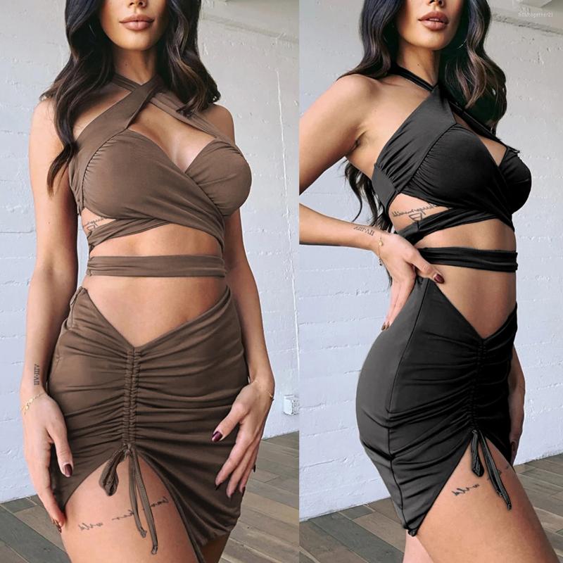 Casual Dresses Sexy Cross Halter Dress High Waist Drawstring Pleated Bag-hip Quality Sleeveless Backless Skinny Party 2 Colors, Black
Casual Dresses Sexy Cross Halter Dress High Waist Drawstring Pleated Bag-hip Quality Sleeveless Backless Skinny Party 2 Colors, Black