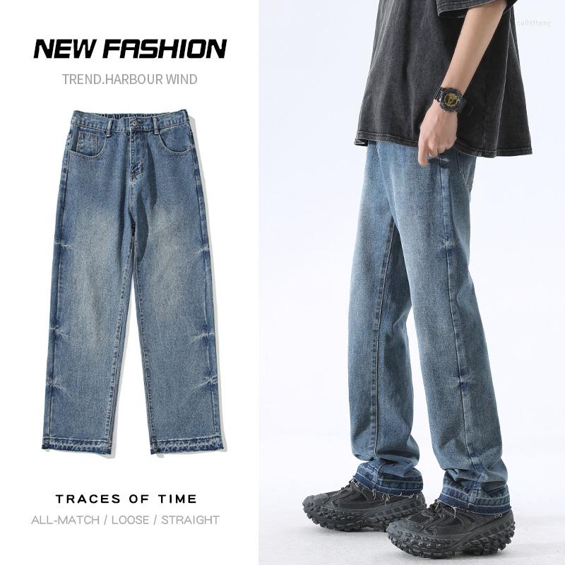 Men's Jeans Brand Men's Fashion Retro Street Hip Hop Vibe Loose Straight Leg Pants American Side Fold Casual Black Blue
Men's Jeans Brand Men's Fashion Retro Street Hip Hop Vibe Loose Straight Leg Pants American Side Fold Casual Black Blue