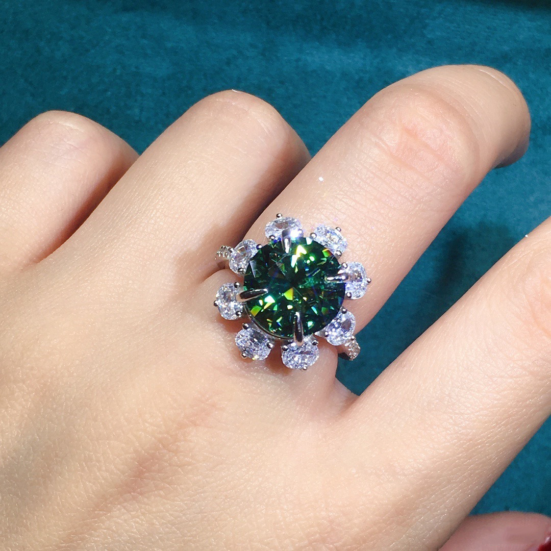 Flower 2ct Lab Diamond Jewelry set 925 Sterling Silver Engagement Wedding Rings Necklace For Women Bridal Birthday Party Gift