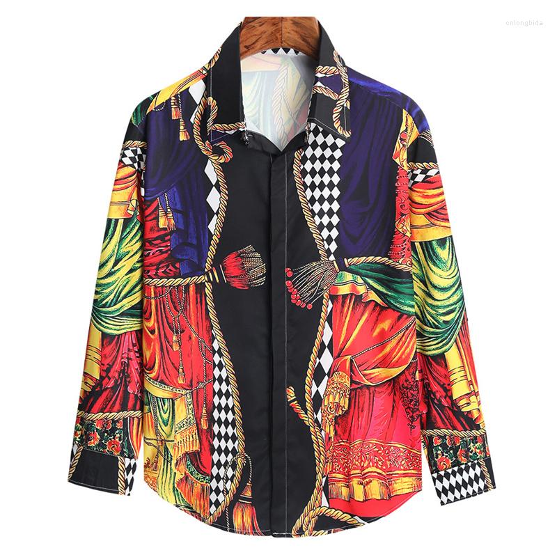 Men's Casual Shirts 2023 Mens Floral Dress Long Sleeve Slim Fit Male Shirt Fashion Luxury 3d Printed Button Down For Party Wedding