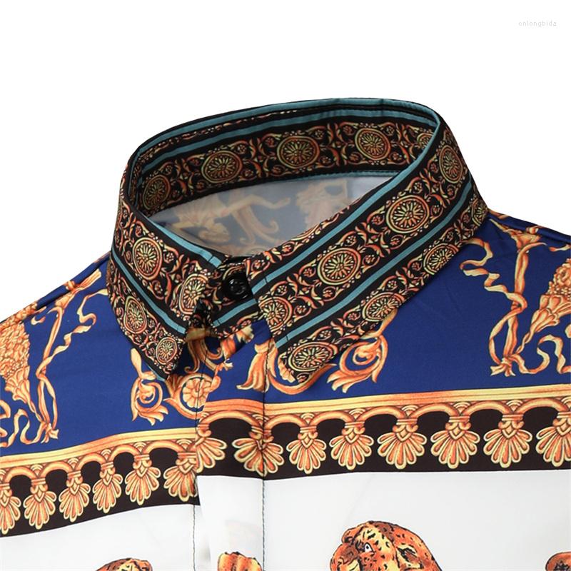 Men's Casual Shirts 2023 Mens Floral Dress Long Sleeve Slim Fit Male Shirt Fashion Luxury 3d Printed Button Down For Party Wedding