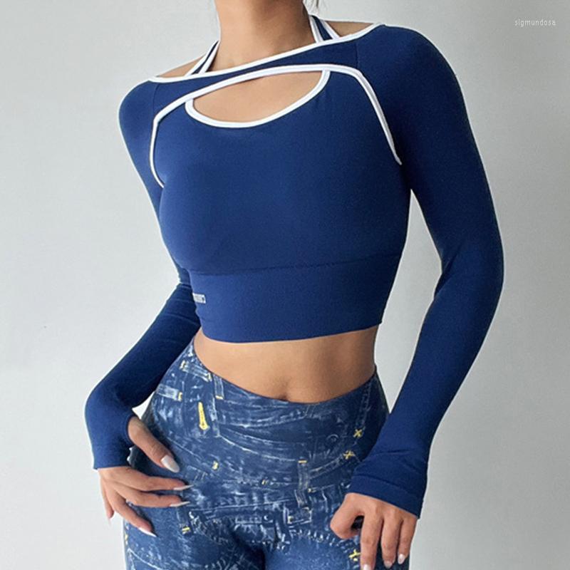 Active Shirts CHRLEISURE Patchwork Yoga Shirt Sexy Fake Two Pieces Sport Tops With Chest Pad Irregular Collar Long Sleeve Training Blouse, Black
Active Shirts CHRLEISURE Patchwork Yoga Shirt Sexy Fake Two Pieces Sport Tops With Chest Pad Irregular Collar Long Sleeve Training Blouse, Black