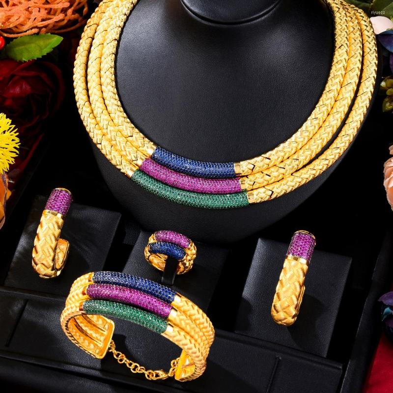 Necklace Earrings Set Missvikki Luxury Gorgeous Three Layers Bangle Ring For Women Wedding Jewelry Trendy, Picture shown
Necklace Earrings Set Missvikki Luxury Gorgeous Three Layers Bangle Ring For Women Wedding Jewelry Trendy, Picture shown