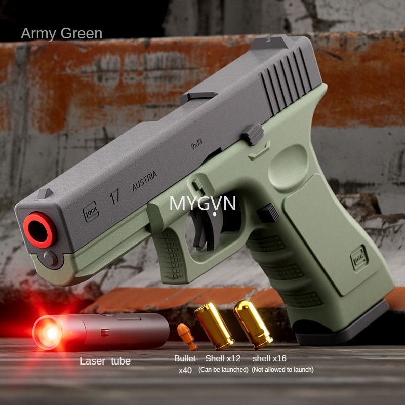 Multi-functional Soft Bullets Laser Toy Gun Shell Ejected Manual Continous Firing Pistol Double Magazine with Target Outdoor Game Cs Prop Gifts for Bo