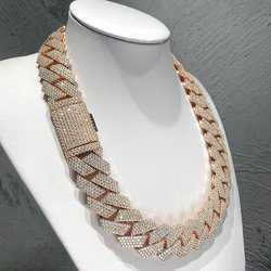 Necklace chain cuban k chainewelry dia gold necklace 20mm Width 3 Row hop hip jewelry iced Out moissanite dias