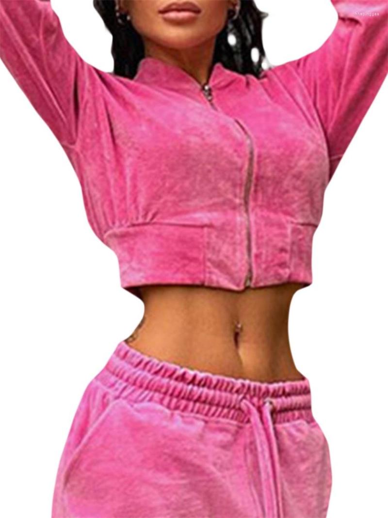 Women's Two Piece Pants Women Fashion Velvet Outfits Solid Color Long Sleeve Zip Up Crop Jacket Or Elastic Waist Drawstring Cargo For Fall, Pink jacket
Women's Two Piece Pants Women Fashion Velvet Outfits Solid Color Long Sleeve Zip Up Crop Jacket Or Elastic Waist Drawstring Cargo For Fall, Pink jacket