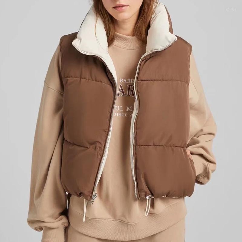 Women's Vests Winter Stand Collar Padded Vest Jacket Sleeveless Elegant Solid Double Sided Wear Coat Women Warm Casual Ladies, Coffee
Women's Vests Winter Stand Collar Padded Vest Jacket Sleeveless Elegant Solid Double Sided Wear Coat Women Warm Casual Ladies, Coffee