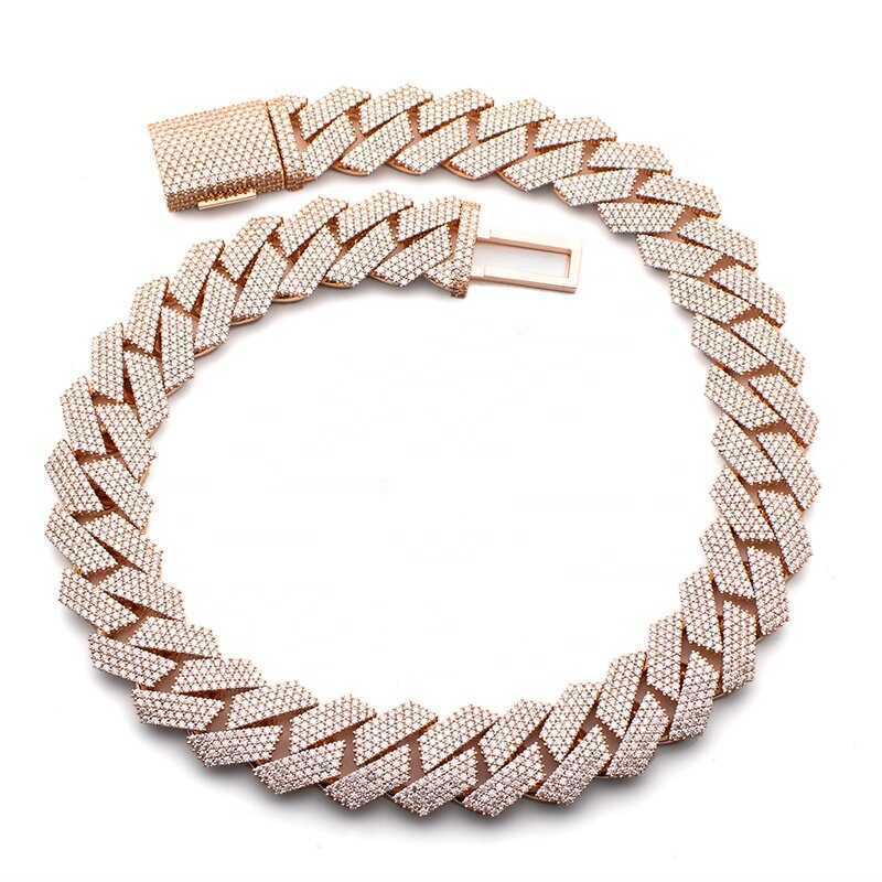 necklace moissanite chain cuban link bracelet designer jewelry rose gold 20mm Width 3 Row hop hip jewelry iced Out moissanite chain designer gift jewe