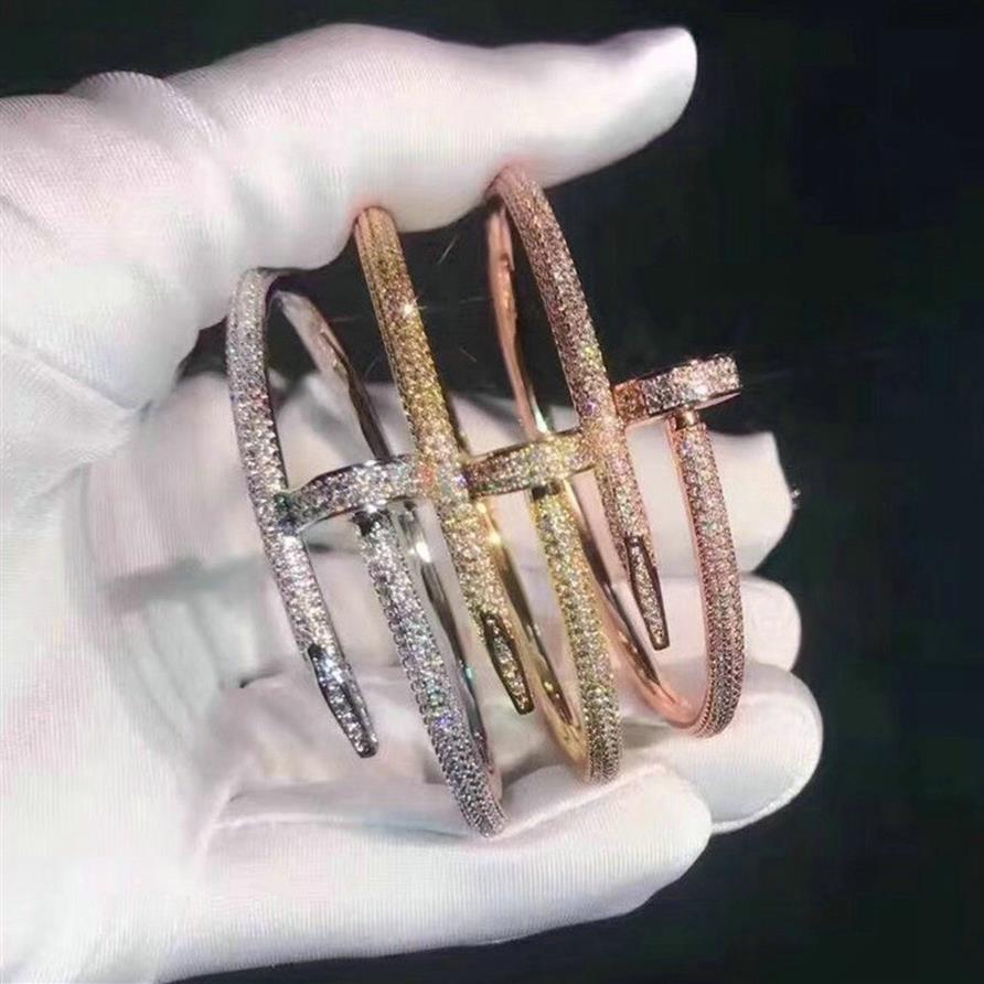 Fashion Designer Nail Cuff Bracelet Love Jewelry Women Men 18k Gold Plated Full Diamond Bracelets For Lover Gift no box219Y
Fashion Designer Nail Cuff Bracelet Love Jewelry Women Men 18k Gold Plated Full Diamond Bracelets For Lover Gift no box219Y
