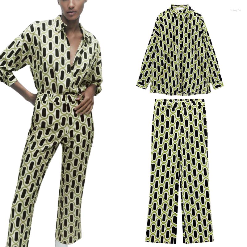 Women's Two Piece Pants 2023 Summer Women Satin Shirts Blouses Tops Fashion Print Geometry Turn-down Collar Female Elegant Street Top, Za-1
Women's Two Piece Pants 2023 Summer Women Satin Shirts Blouses Tops Fashion Print Geometry Turn-down Collar Female Elegant Street Top, Za-1