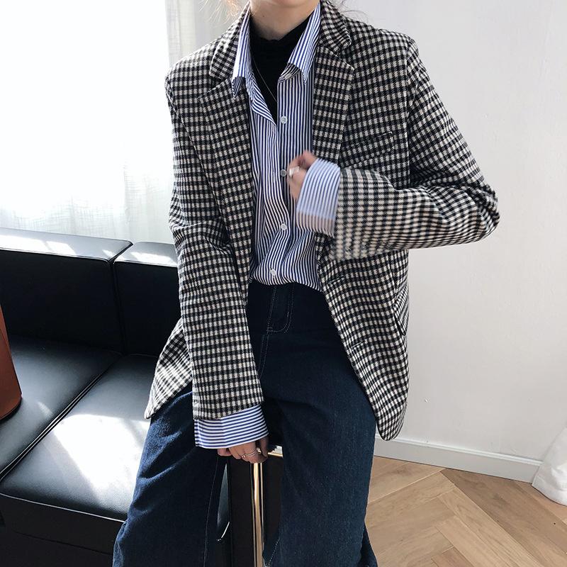 Pants Black White Plaid Flap Pocket Elegant Blazer Autumn Long Sleeve Korean Style Women Coat
Pants Black White Plaid Flap Pocket Elegant Blazer Autumn Long Sleeve Korean Style Women Coat