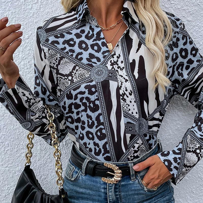 Women' Blouses Rimocy Fashion Turn Down Collar Printed Shirt Women 2023 Spring Summer Long Sleeved Blusas Woman V Neck Office Ladies Blouse, Blue
Women' Blouses Rimocy Fashion Turn Down Collar Printed Shirt Women 2023 Spring Summer Long Sleeved Blusas Woman V Neck Office Ladies Blouse, Blue