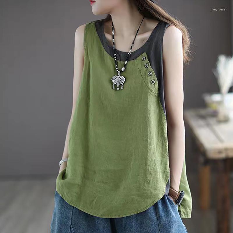 Ethnic Clothing Summer Chinese Tradition Women's Retro Cotton Linen Loose Vest Thin Section Stitching Ladies Top Short Sleeved T Shirt
Ethnic Clothing Summer Chinese Tradition Women's Retro Cotton Linen Loose Vest Thin Section Stitching Ladies Top Short Sleeved T Shirt