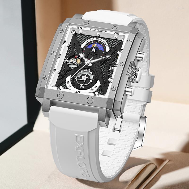Wristwatches LIGE Fashion Mens Watches Top Silicone Watch For Men Casual Sports Chronograph Quartz Montre Homme BOX, Red
Wristwatches LIGE Fashion Mens Watches Top Silicone Watch For Men Casual Sports Chronograph Quartz Montre Homme BOX, Red