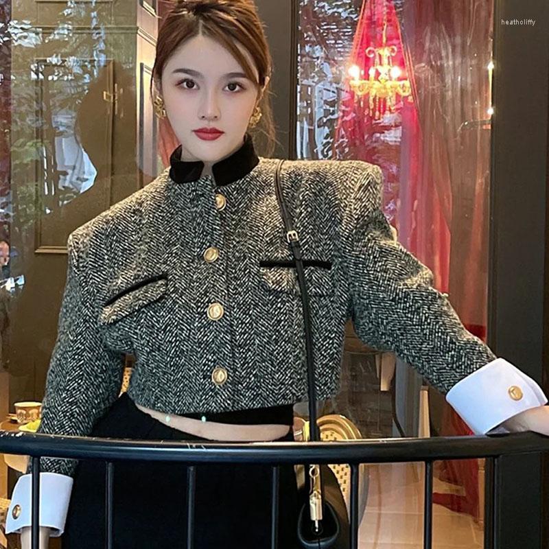 Women' Jackets 2023 Spring Womens Full Sleeve Spliced Metal Button Pockets Short Jacket Tweed Casual Outerwear Coat, Black
Women' Jackets 2023 Spring Womens Full Sleeve Spliced Metal Button Pockets Short Jacket Tweed Casual Outerwear Coat, Black