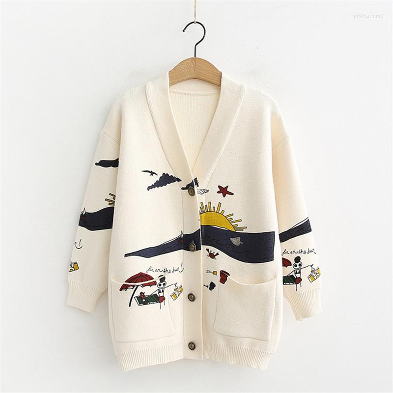 Women's Knits Mori Girl V-neck Jacquard Cardigan Women Cartoon Knitted Casual Jacket Coat Y2k Printed 3/4 Sleeve 2023, Beige
Women's Knits Mori Girl V-neck Jacquard Cardigan Women Cartoon Knitted Casual Jacket Coat Y2k Printed 3/4 Sleeve 2023, Beige