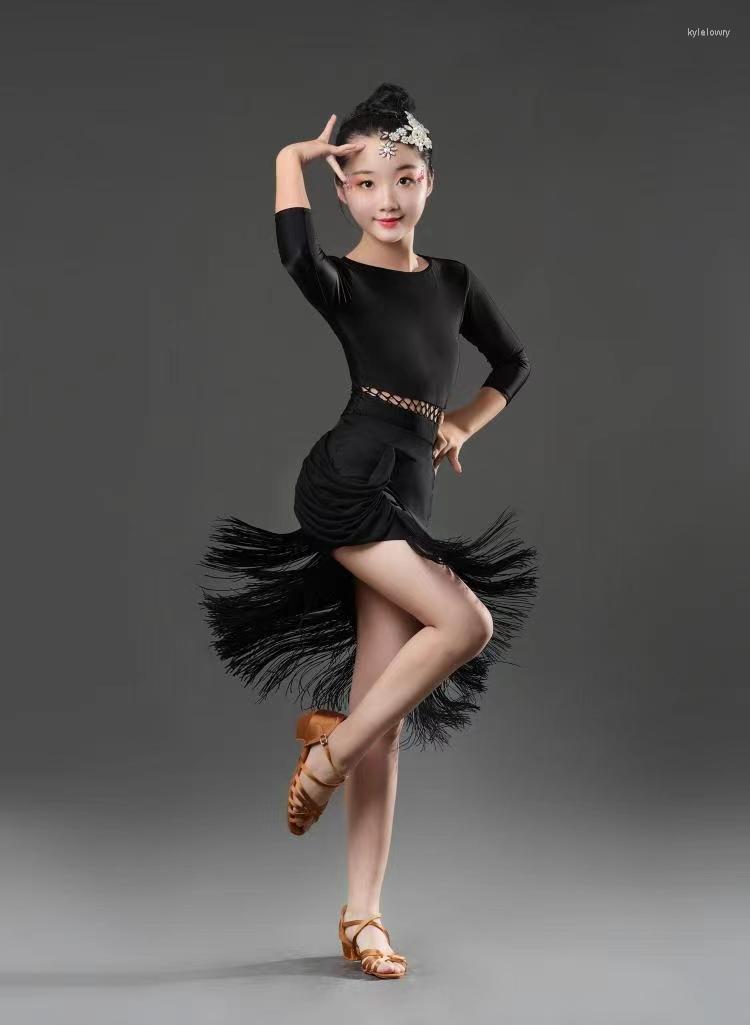 Stage Wear Dance Costumes For Girls 2023 Latin Dress Tassel Skirt Short Long Sleeve Black Fringe Team Competition Performanc, Wuxiu liusu
Stage Wear Dance Costumes For Girls 2023 Latin Dress Tassel Skirt Short Long Sleeve Black Fringe Team Competition Performanc, Wuxiu liusu