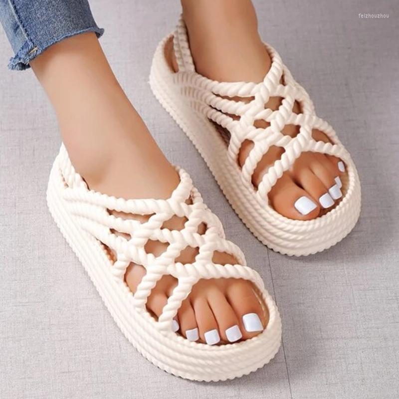Sandals 2023 Summer Platform Weave Hollow Design Women Slides Soft Non-Slip Slippers Casual Fashion Woman Shoes, White 
Sandals 2023 Summer Platform Weave Hollow Design Women Slides Soft Non-Slip Slippers Casual Fashion Woman Shoes, White