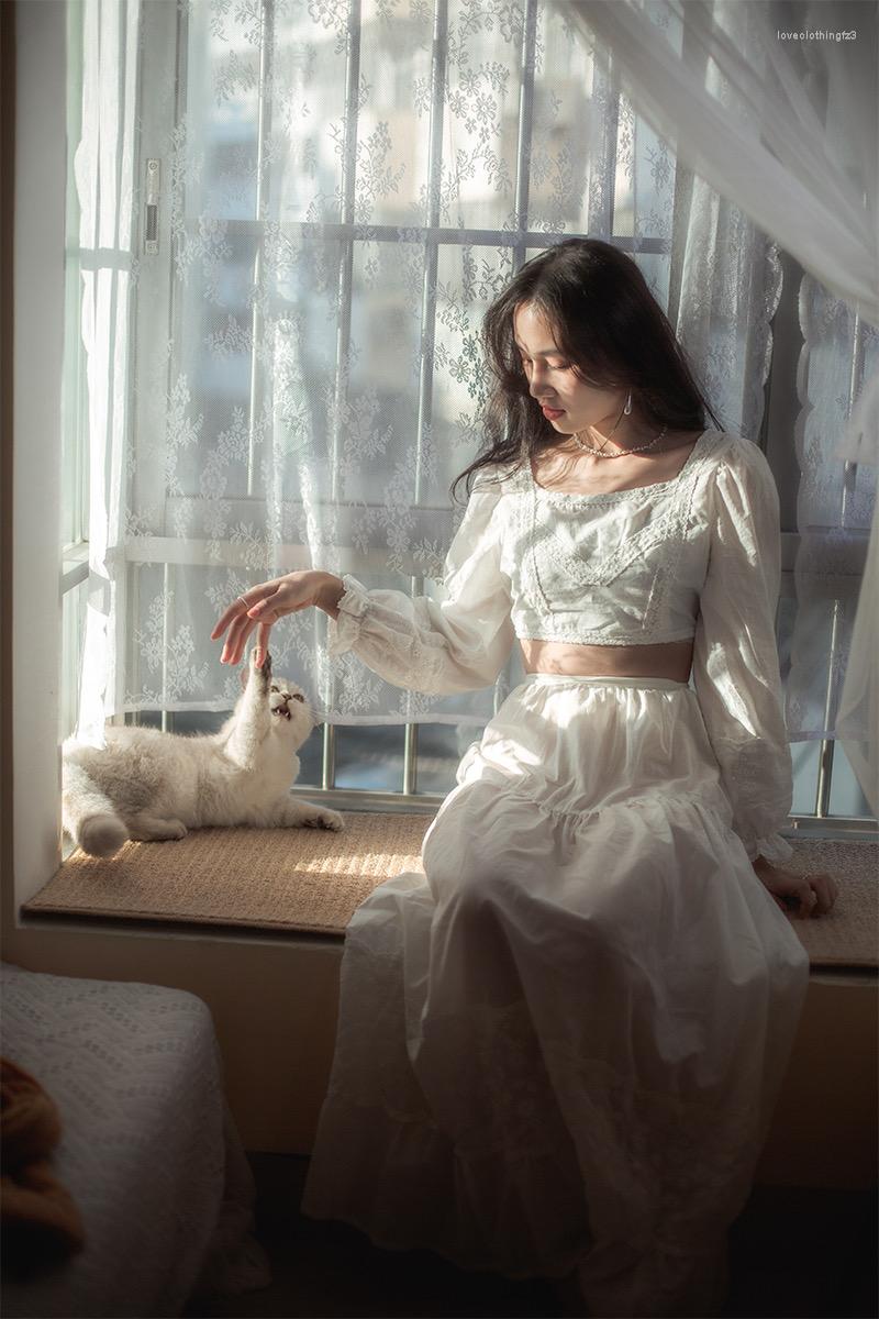 Women's Sleepwear Spring Autumn Women All-match French Vintage Sweet Lolita Lace Cotton White Twinset Slipdresses
Women's Sleepwear Spring Autumn Women All-match French Vintage Sweet Lolita Lace Cotton White Twinset Slipdresses