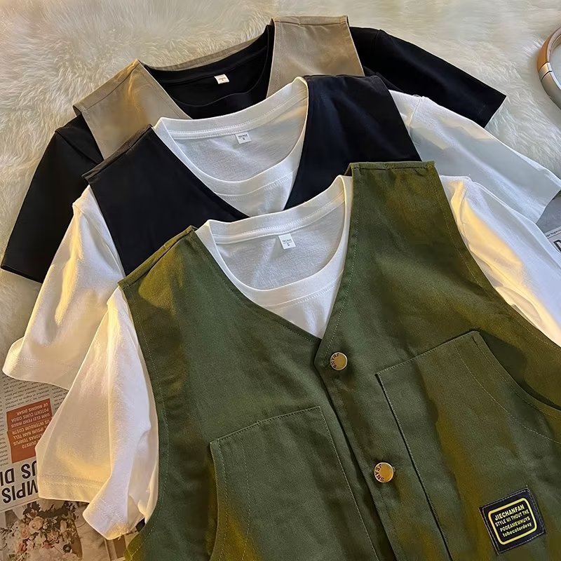 Men's Vests Sweater Vest Men Cargo Spring Retro Sleeveless Outwear Allmatch M3XL Army Green Vneck Single Breasted Clothing Handsome Male 230420